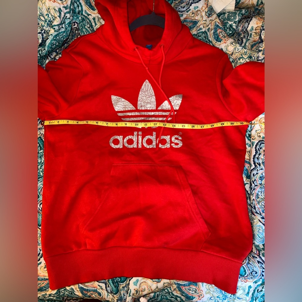 Adidas Women’s Red Feather Crackle Design Hoodie Size Large - Picture 9 of 9